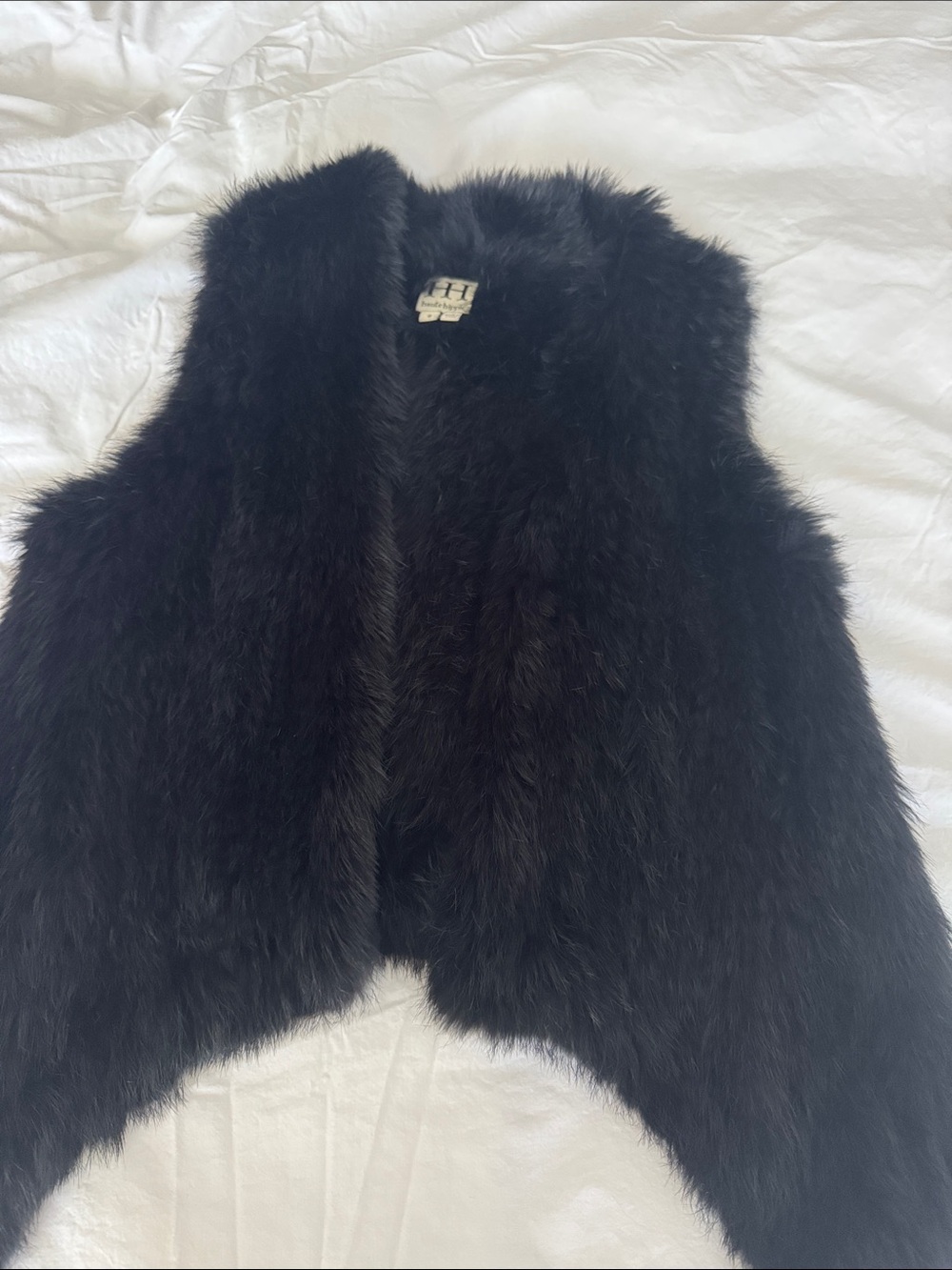 Haute Hippie Black Fur Open-Front Vest